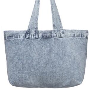 (A4) NEW Good American Acid wash Denim Tote Bag Indigo200, NWOT